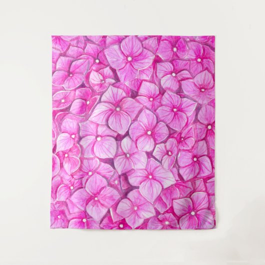 Hydrangea-waterverf Wandkleed (Voorkant)