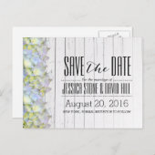 Hydrangea Weathered Wood Wedding Save the Date Aankondigingskaart (Voorkant / Achterkant)