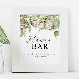 Hydrangea Wedding Flower Bar Signs Poster