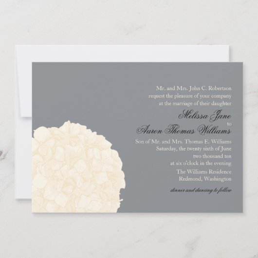 Hydrangea Wedding Invitation - Grijs Kaart (Voorkant)