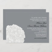 Hydrangea Wedding Invitation - Grijs Kaart (Voorkant / Achterkant)