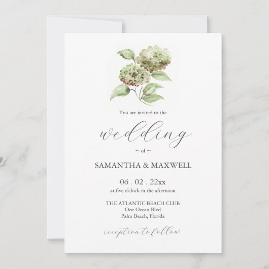 Hydrangea Wedding Invitation Invitations Kaart (Voorkant)