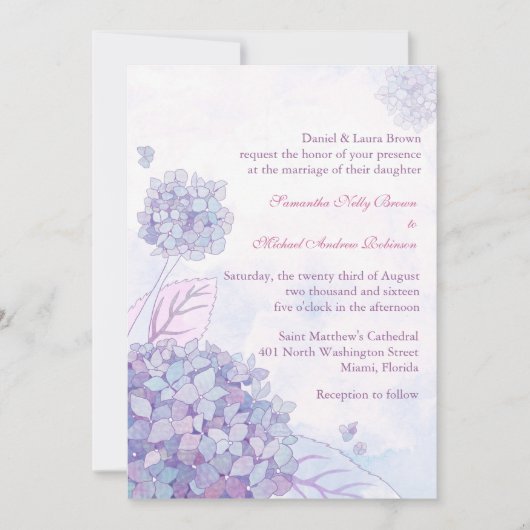 Hydrangea Wedding Invitations Kaart (Voorkant)