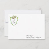 Hydrangea Wedding Monogram Thank You Stationery Notitiekaartje (Voorkant)