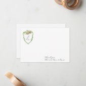 Hydrangea Wedding Monogram Thank You Stationery Notitiekaartje (Voorkant / Achterkant in situ)
