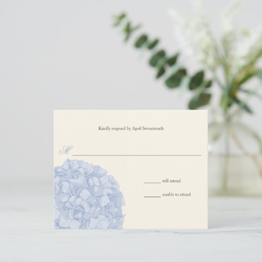 Hydrangea Wedding Response RSVP Kaartje (Staand voorkant)