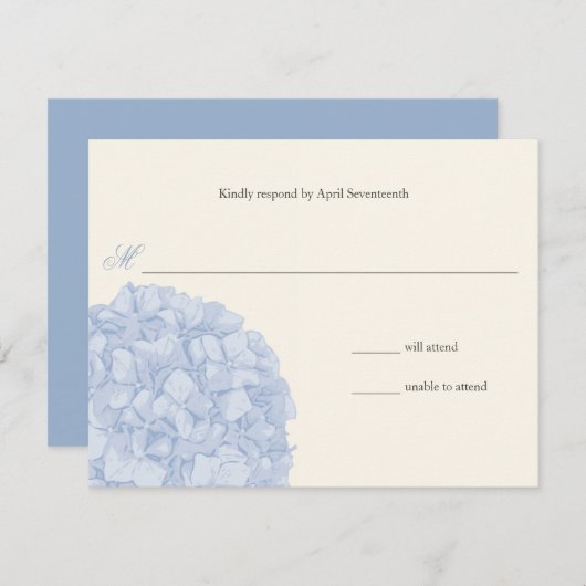 Hydrangea Wedding Response RSVP Kaartje (Voorkant / Achterkant)