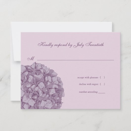 Hydrangea Wedding Response RSVP Kaartje (Voorkant)