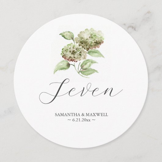 Hydrangea Wedding Round Table Number Kaart (Voorkant)