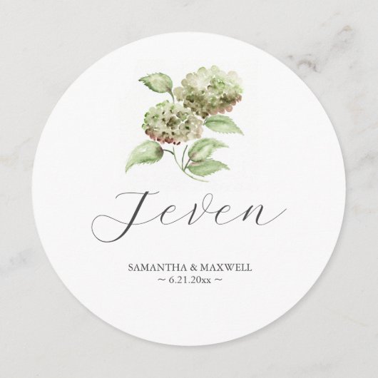 Hydrangea Wedding Round Table Number Kaart (Achterkant)