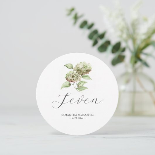Hydrangea Wedding Round Table Number Kaart (Staand voorkant)