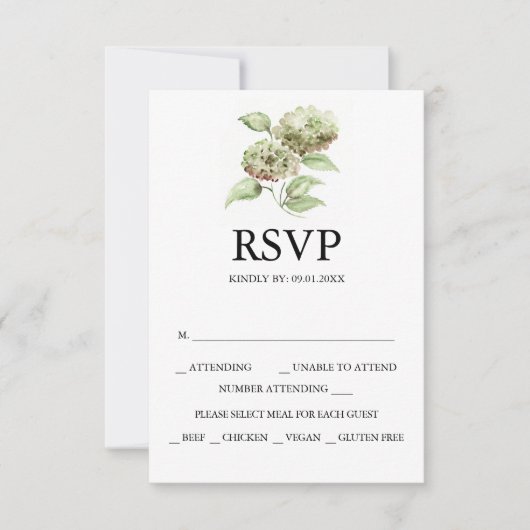 Hydrangea Wedding RSVP Cards (Voorkant)