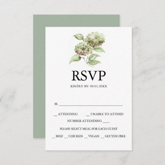 Hydrangea Wedding RSVP Cards (Voorkant / Achterkant)