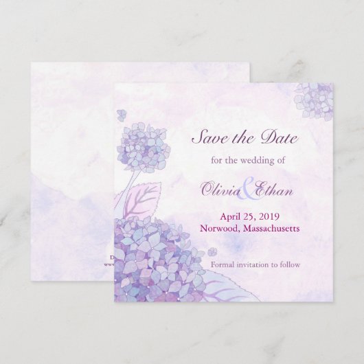 Hydrangea Wedding Save the Date (Voorkant / Achterkant)