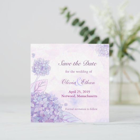 Hydrangea Wedding Save the Date (Staand voorkant)