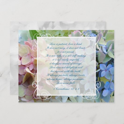 Hydrangea Wedding Save the Date Briefkaart Schrift (Voorkant / Achterkant)