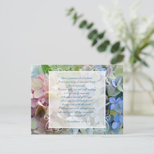 Hydrangea Wedding Save the Date Briefkaart Schrift (Staand voorkant)