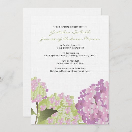 Hydrangea Wedding Shower Kaart (Voorkant / Achterkant)