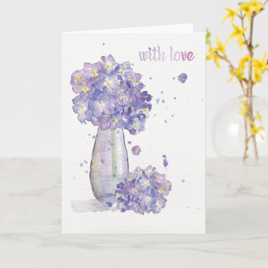 Hydrangea Wenskaart "met liefde" 4 Moederdag Kaart (Gele Bloem)