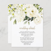 Hydrangea White Gold Floral Wedding Enclosure Kaar (Voorkant / Achterkant)