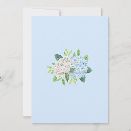 Hydrangea White Rose Gold Waterverf Wedding Kaart (Achterkant)