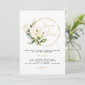 Hydrangea, Witte Bloemen & Groen, Goud, Lijst Kaart (Staand voorkant)