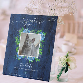 Hydrangea Wood Wedding 1 Foto Pet Signature Drink Reclamebord Met Voetstuk