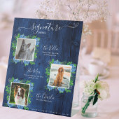 Hydrangea Wood Wedding 3 Foto Pet Signature Drink Reclamebord Met Voetstuk