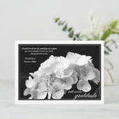 Hydrangea, zwart en wit sympathie Dank u Bedankkaart (Staand voorkant)