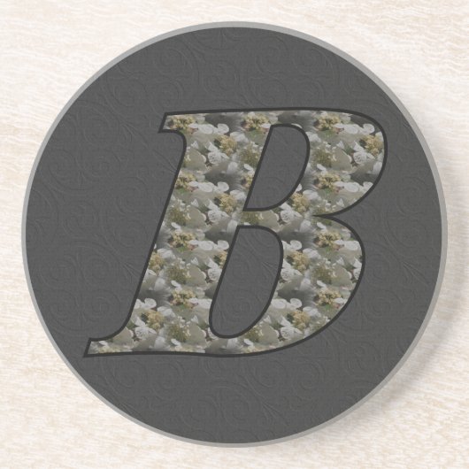 Hydrangeabloemen met initiaal B monogram Zandsteen Onderzetter (Voorkant)
