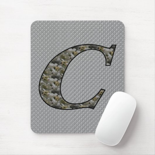 Hydrangeabloemen met initiaal C monogram Muismat (Met muis)
