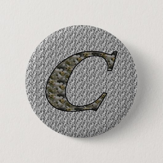 Hydrangeabloemen met initiaal C monogram Ronde Button 5,7 Cm (Voorkant)