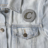 Hydrangeabloemen met initiaal C monogram Ronde Button 5,7 Cm (In situ)