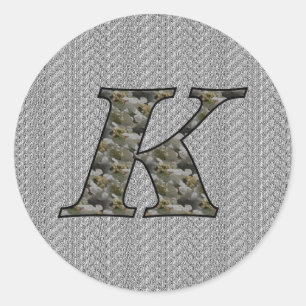 Hydrangeabloemen met initiaal K monogram Ronde Sticker