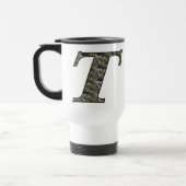 Hydrangeabloemen met initiaal T monogram Reisbeker (Links)