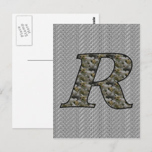 Hydrangeabloemen met monogram initiaal R Briefkaart