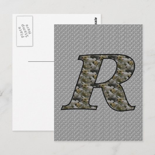 Hydrangeabloemen met monogram initiaal R Briefkaart (Voorkant / Achterkant)