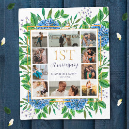 Hydrangeas 1e Jubileum Custom Photo Collage Fleece Deken
