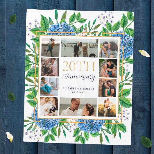 Hydrangeas 20e Jubileum Custom Photo Collage Fleece Deken