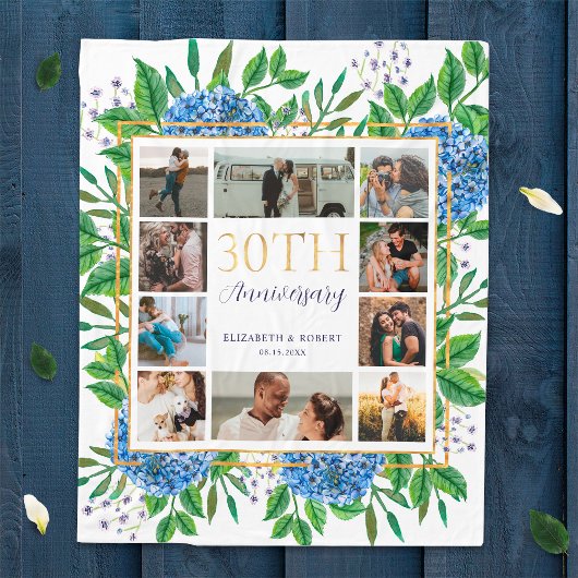Hydrangeas 30e verjaardag aangepaste foto-collage fleece deken