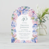 Hydrangea's 40e verjaardagsfeestje kaart (Staand voorkant)