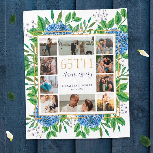 Hydrangeas 65e verjaardag aangepaste fotocollage fleece deken