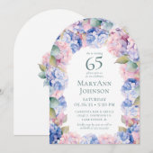 Hydrangea's 65e verjaardagsfeestje kaart (Voorkant / Achterkant)