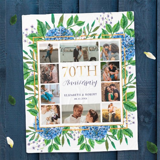 Hydrangea's 70e verjaardag aangepaste fotocollage fleece deken