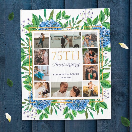 Hydrangea's 75e verjaardag aangepaste fotocollage fleece deken