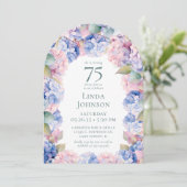 Hydrangeas 75e verjaardag kaart (Staand voorkant)