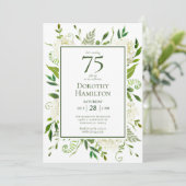 Hydrangea's 75e verjaardag wit kaart (Staand voorkant)