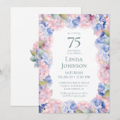 Hydrangea's 75ste verjaardagsfeestje kaart (Voorkant / Achterkant)