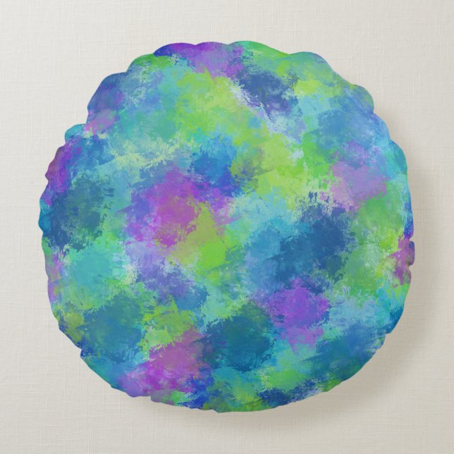 Hydrangeas Abstract Rond Kussen (Voorkant)
