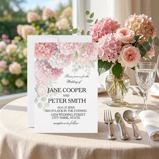 Hydrangeas and roses pastel colours Kaart